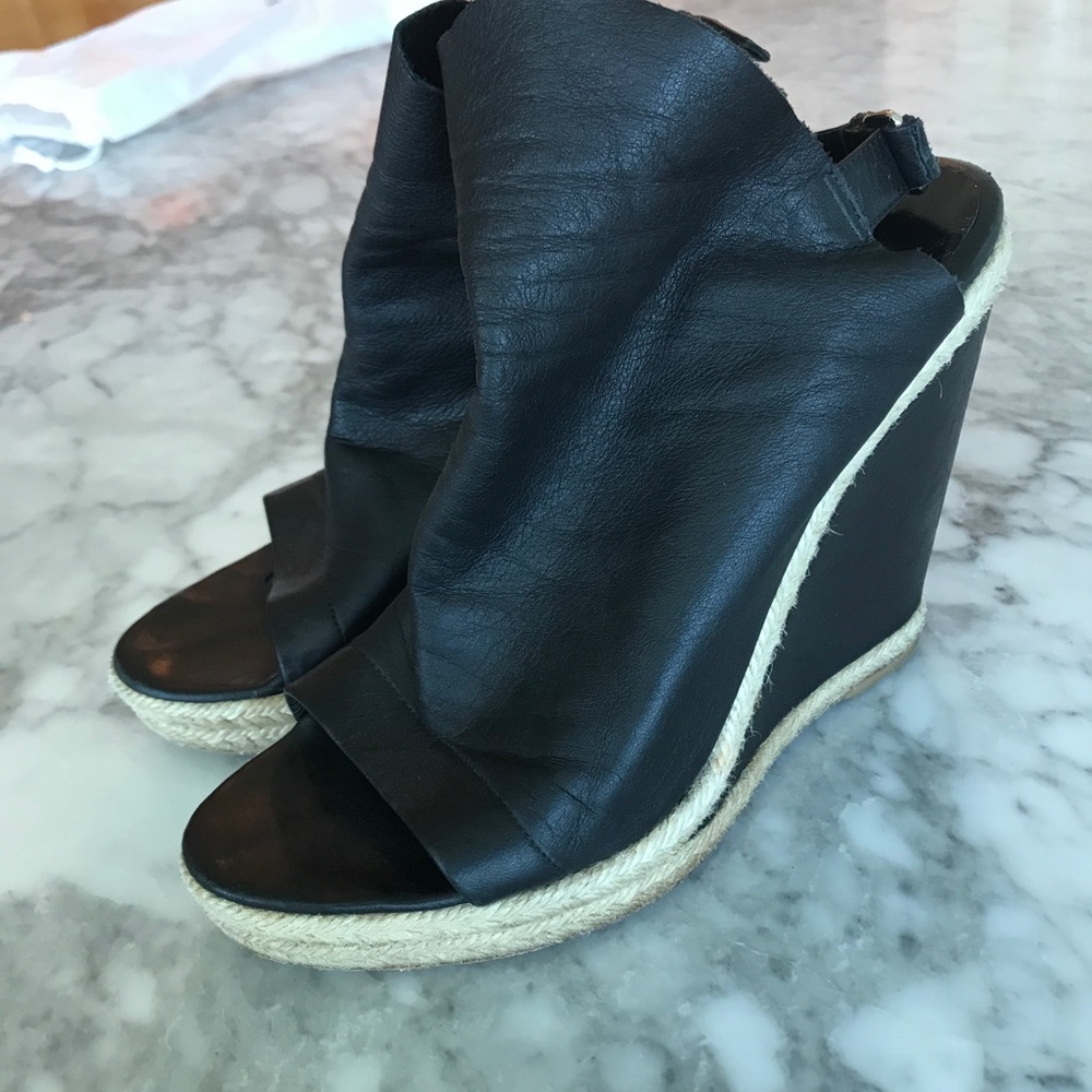 Balenciaga black leather wedge